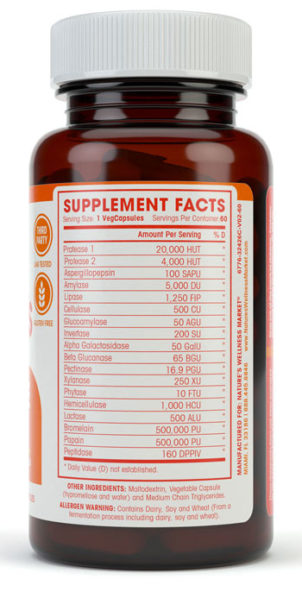 Digestive Enzymes NON-GMO Formula Right Bottle
