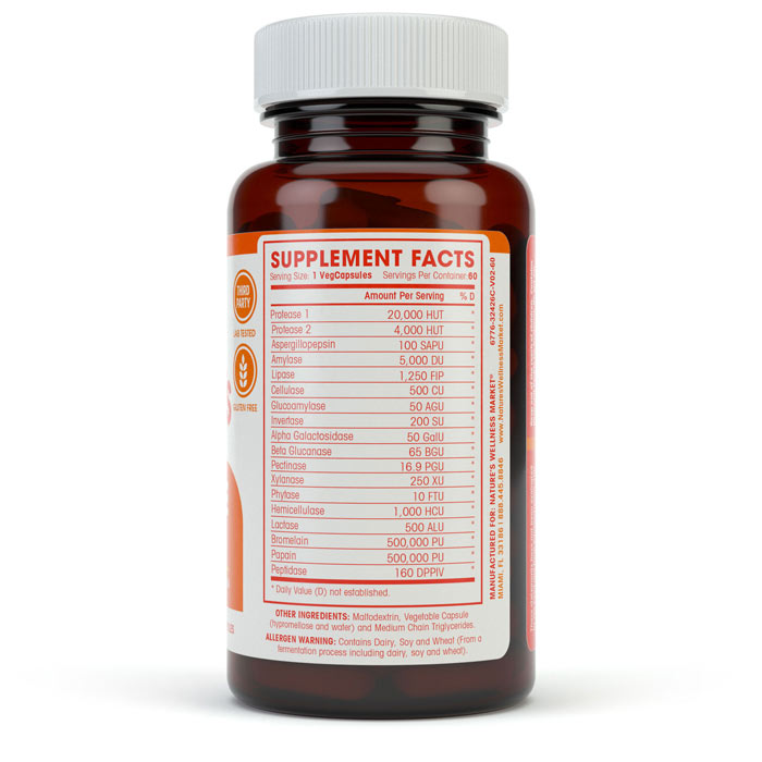 Digestive Enzymes NON-GMO Formula Right Bottle