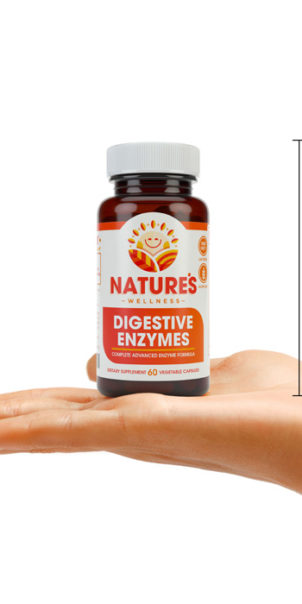 Digestive Enzymes Bottle Size Hand Comparison